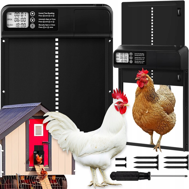 AUTOMATYCZNE DRZWI DO KURNIKA OTWIERANIE DRZWI Z TIMEREM METALOWE CZUJNIK