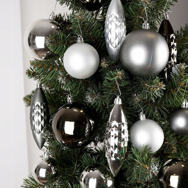 31x Bombki CHOINKOWE świąteczne nietłukące SREBRNE zestaw bombek na choinkę