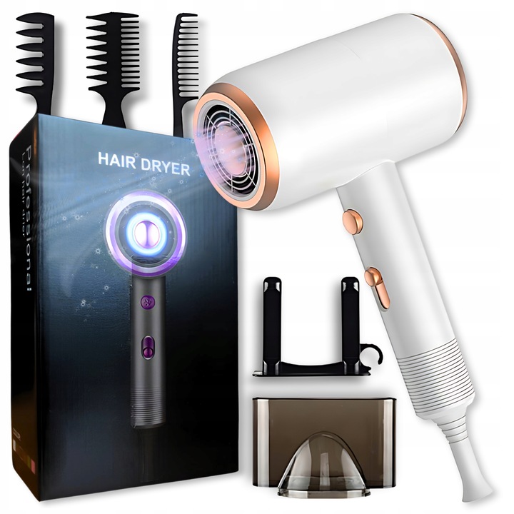 SUSZARKA DO WŁOSÓW z zimnym nadmuchem jonizacja dyfuzor moc 1800W nie puszy