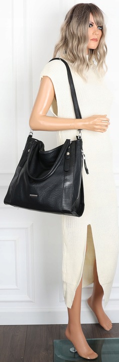 Torebka Damska Listonoszka Worek Shopper Duża na Ramię SR25305S Czarna