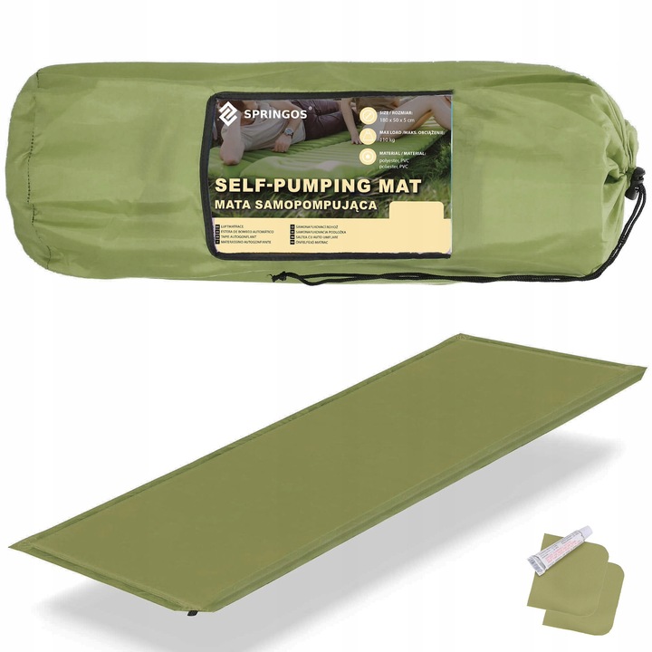 MATA SAMOPOMPUJĄCA KARIMATA TURYSTYCZNA POKROWIEC 180 cm DMUCHANA GRUBA
