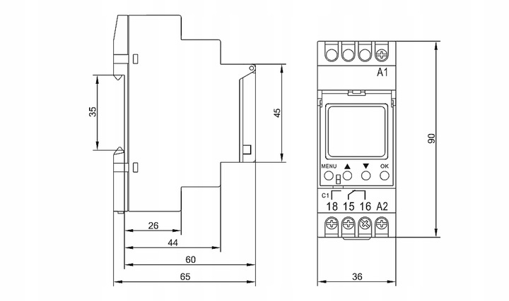 Elektroniczny Programator Czasowy Timer z Wyświetlaczem LCD na Szynę DIN