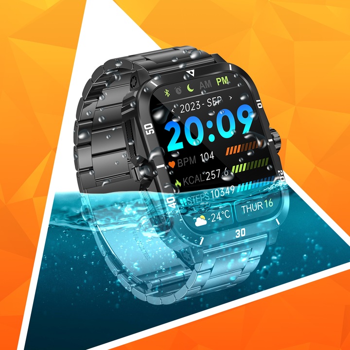 Smartwatch Zegarek Męski Wodooporny PL Menu Rozmowy Smart Watch 3 Paski