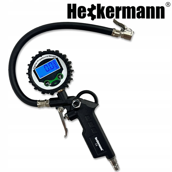 PISTOLET DO POMPOWANIA KÓŁ Z MANOMETREM CYFROWYM LCD WĘŻYK 36CM 15 BAR