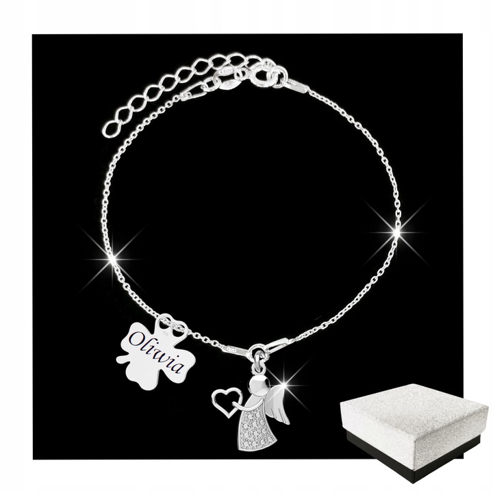 Srebrna Bransoletka dla Dziewczynki Aniołek Komunia GRAWER Srebro 925 ch6