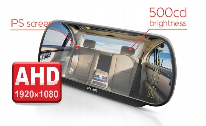 Monitor samochodowy pełne lustro AHD 7 FULLHD 4PIN