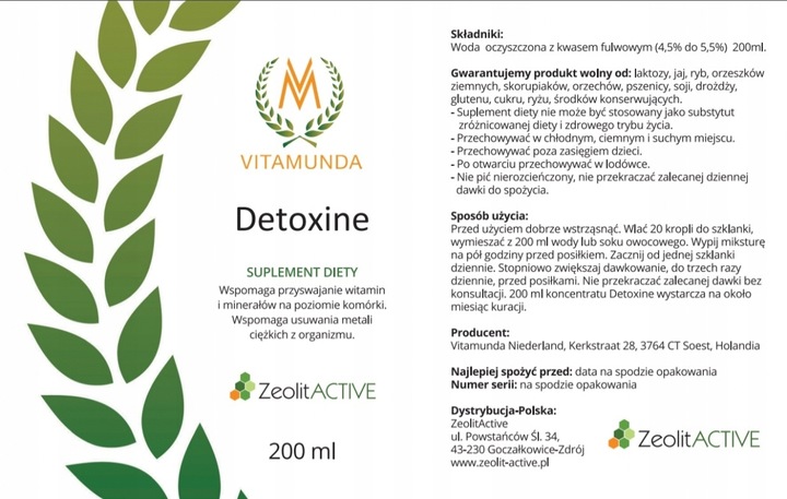 Kwas Fulwowy DETOXINE przyswajanie witamin 200ml.