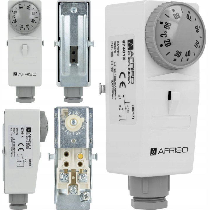 STEROWNIK TERMOSTAT PRZYLGOWY NA RURĘ POMPY C.O BRC NASTAWA 20-90°C AFRISO
