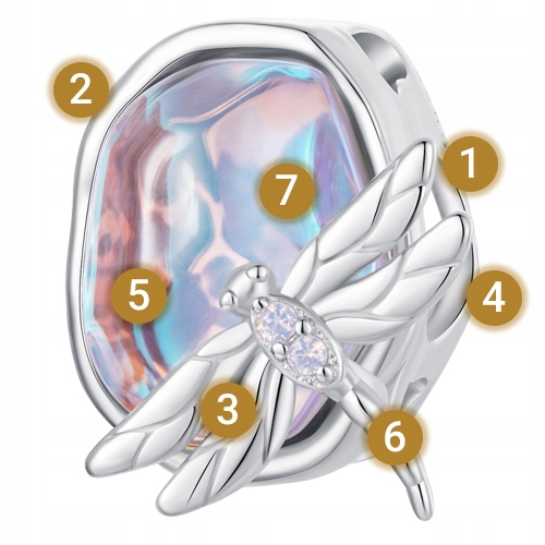 CHARMS WAŻKA NA KAMIENIU OPAL srebro pr 925 koralik ZAWIESZKA SREBRNA BEADS