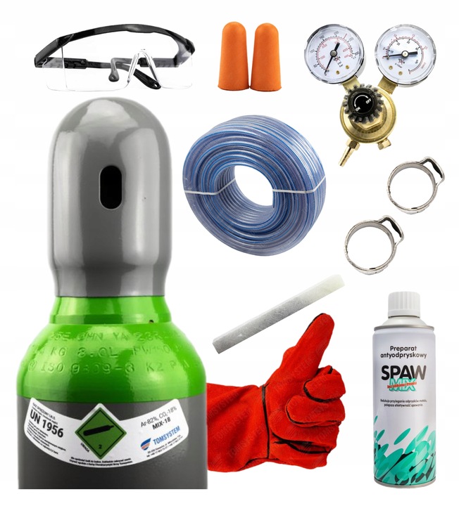 ZESTAW MIGOMAT MIX BUTLA PEŁNA 8L 150 BAR (ARGON+CO2) + AKCESORIA + GRATIS