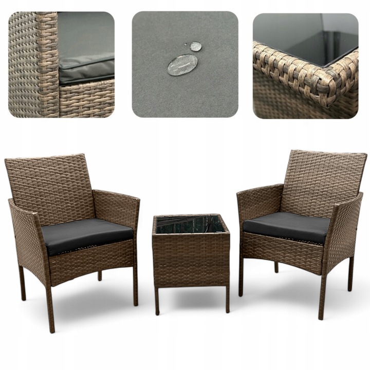 ZESTAW MEBLI OGRODOWYCH NM04 MTG MEBLE OGRODOWE TECHNORATTAN BRĄZ JASNY