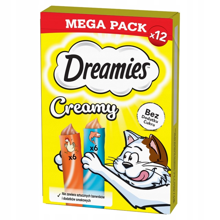 DREAMIES Creamy MEGA PACK przysmaki dla kota kurczak i łosoś 48x10 g