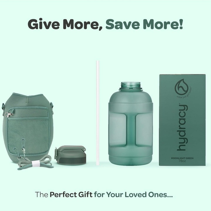 Duża butelka na wodę ze Słomką Uchwytem Pokrywką Kieszeniami pojemność 2,3l