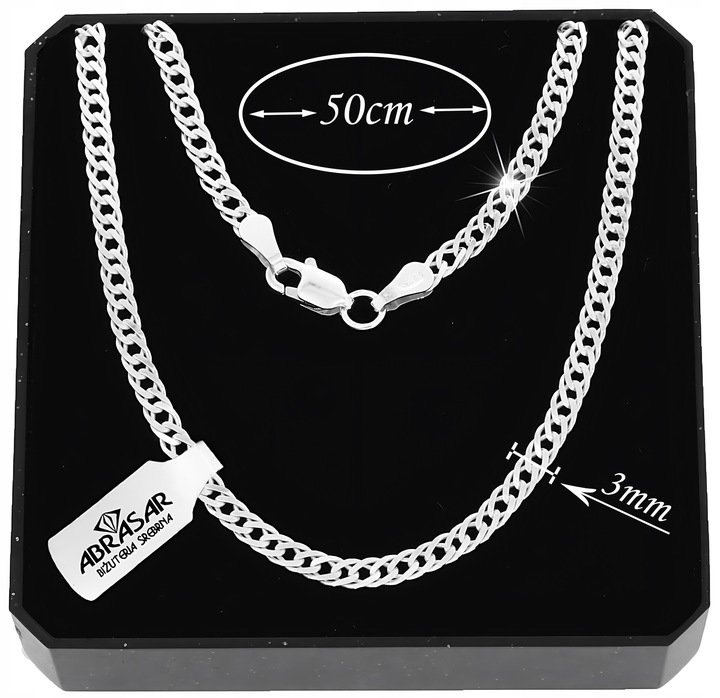 ŁAŃCUSZEK SREBRNY MĘSKI ROMBO 030/50cm SREBRO 925 DLA NIEGO NA PREZENT