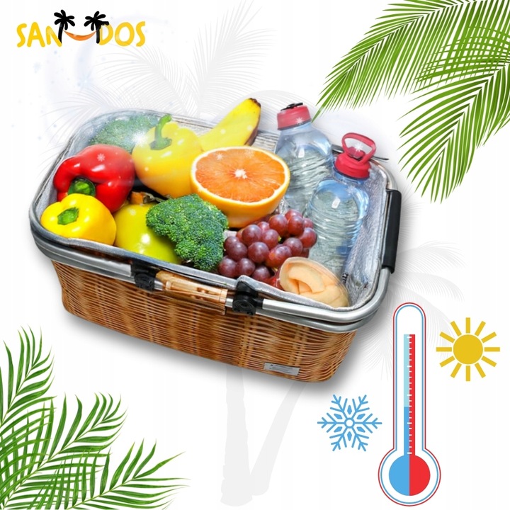 Torba kosz termiczny wiklinowy piknikowy koszyk na piknik zakupy składany