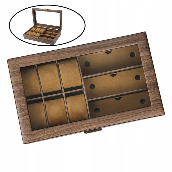 Pudełko na zegarek w stylu vintage Drewniane pudełko z organizerem ze