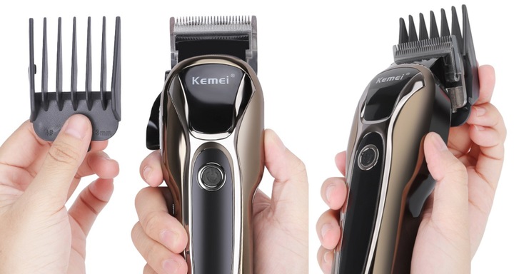 BEZPRZEWODOWA MASZYNKA DO STRZYŻENIA WŁOSÓW KEMEI KM-1990 BARBER USB LCD