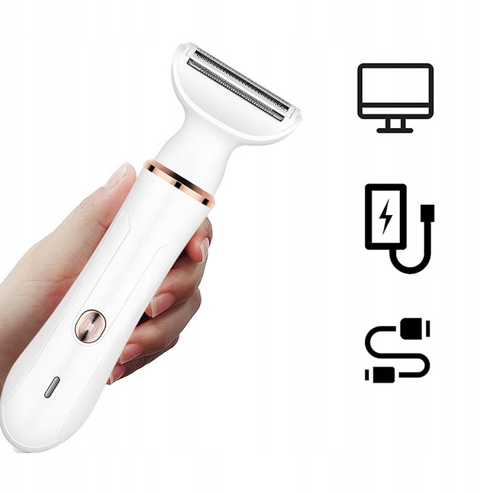 DEPILATOR TRYMER DAMSKI DO TWARZY I BRWI I NÓG 4W1 USB 5W