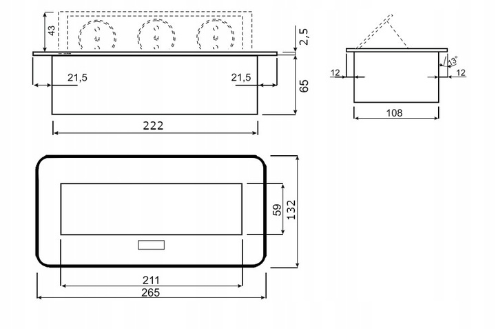 GNIAZDO CHOWANE WPUSZCZANE W BLAT NABLATOWE 2x 230V Z ŁADOWARKĄ USB-C 1,5m