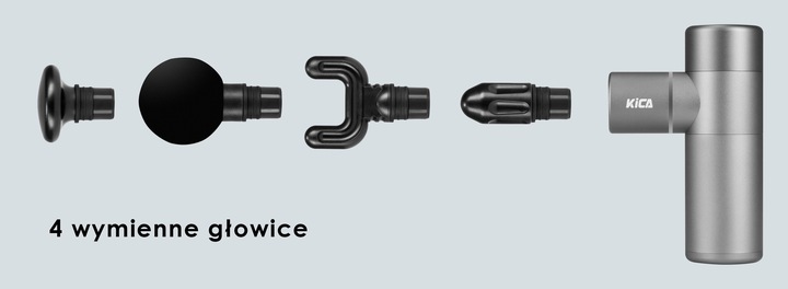 Aluminiowy pistolet do masażu Kica 4 głowice cellulit zakwasy