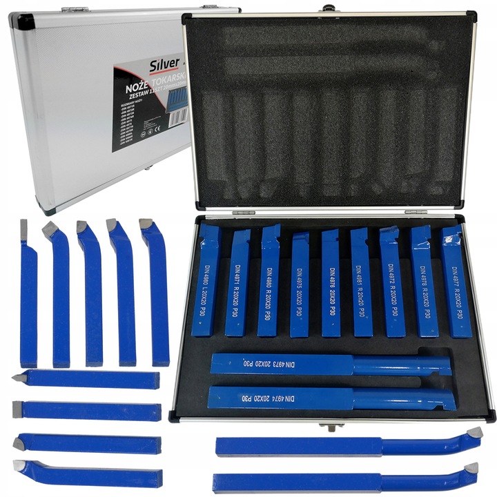 ZESTAW NOŻY TOKARSKICH STALOWYCH 20x20mm 11 SZTUK NÓŻ TOKARSKI 10885