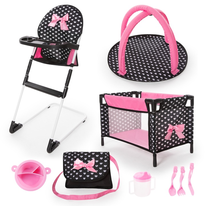 Łóżeczko turystyczne z akcesoriami 9w1 Krzesłko do karminia 61760AB Bayer
