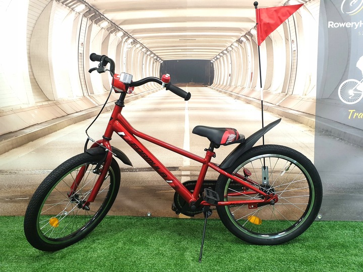 Rowerek dziecięcy dla chłopca 20" CZERWONY + chorągiewka, dzwonek, błotniki