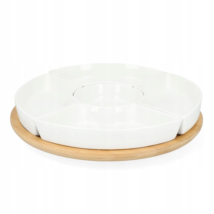 Półmisek na przekąski zestaw 5 x miseczka biała ceramika OBROTOWY TALERZ