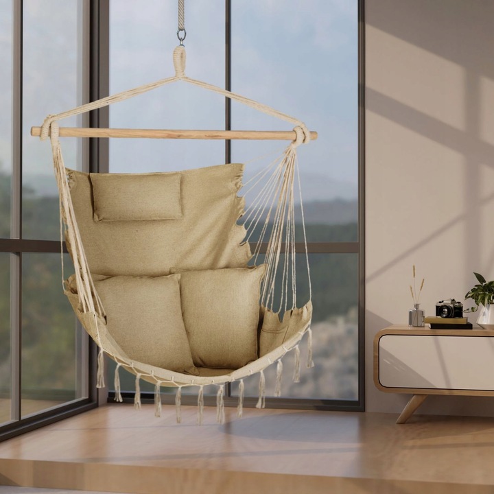 FOTEL WISZĄCY KRZESŁO BRAZYLIJSKIE HUŚTAWKA HAMAK BOHO SOIS XXL OUTTEC