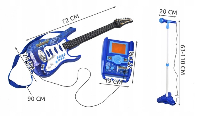 Gitara elektryczna duża dla dzieci Mikrofon Statyw Wzmacniacz Instrument