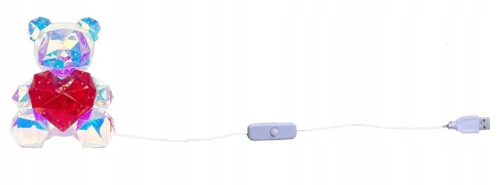 MIŚ ŚWIECĄCY LAMPKA LED USB Z SERCEM 25 CM PUDEŁKO PREZENT WALENTYNKI