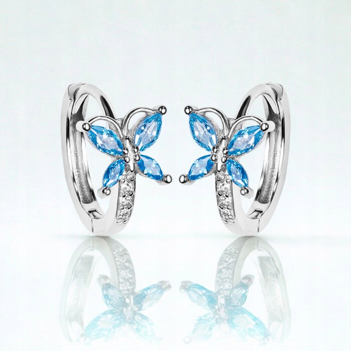 SREBRNE KOLCZYKI DLA DZIEWCZYNKI KÓŁKA Z MOTYLKIEM SREBRO 925 NA URODZINY