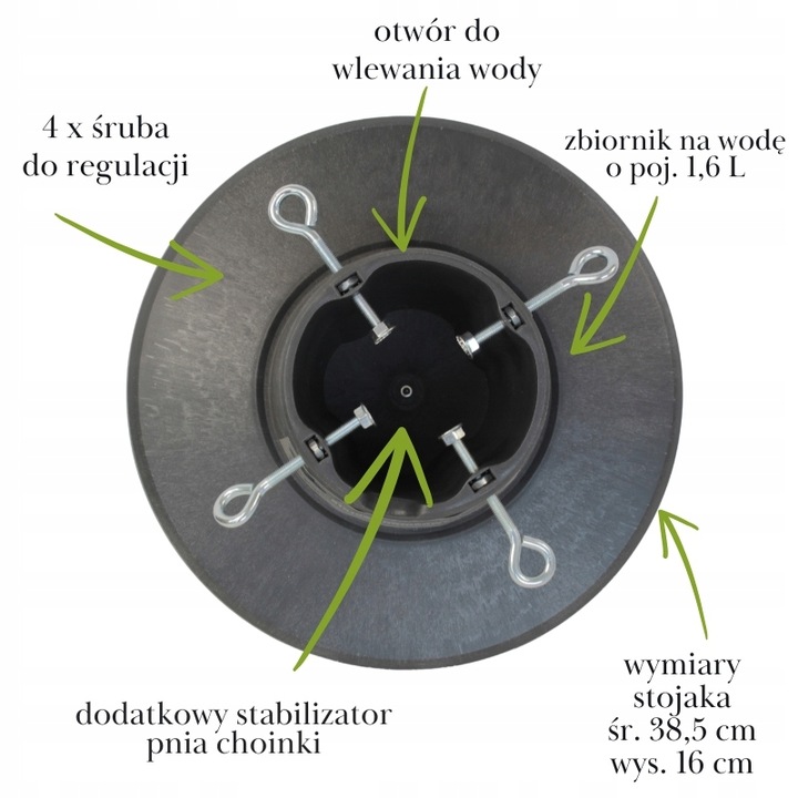 Stojak choinkowy SZARY na drzewko z pojemnikiem 2,1m STABILNY solidny loft