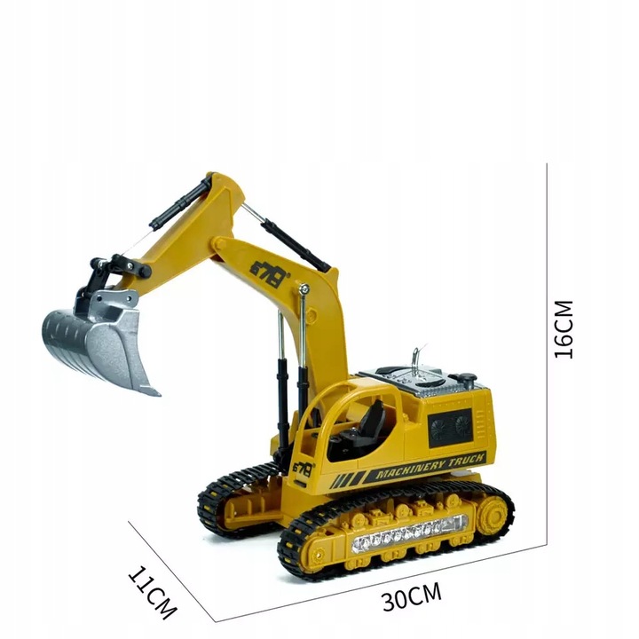 DUŻA KOPARKA ZDALNIE STEROWANA ŚWIATŁO LED PILOT RUCHOME RAMIĘ ŁYŻKA-METAL