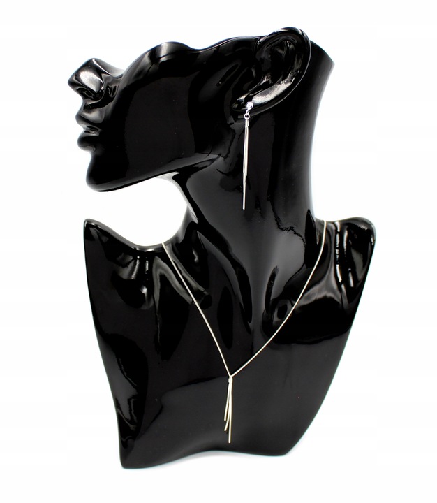 Biżuteria srebrna damska Komplet żmijki długie wiszące kolczyki srebro 925