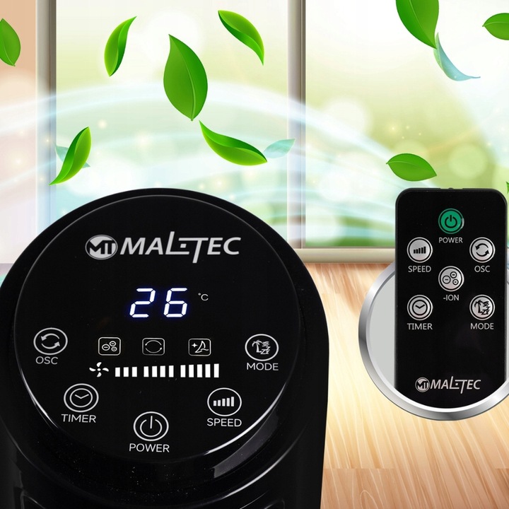 MOCNY wentylator KOLUMNOWY wiatrak podłogowy JONIZACJA OSCYLACJA CICHY