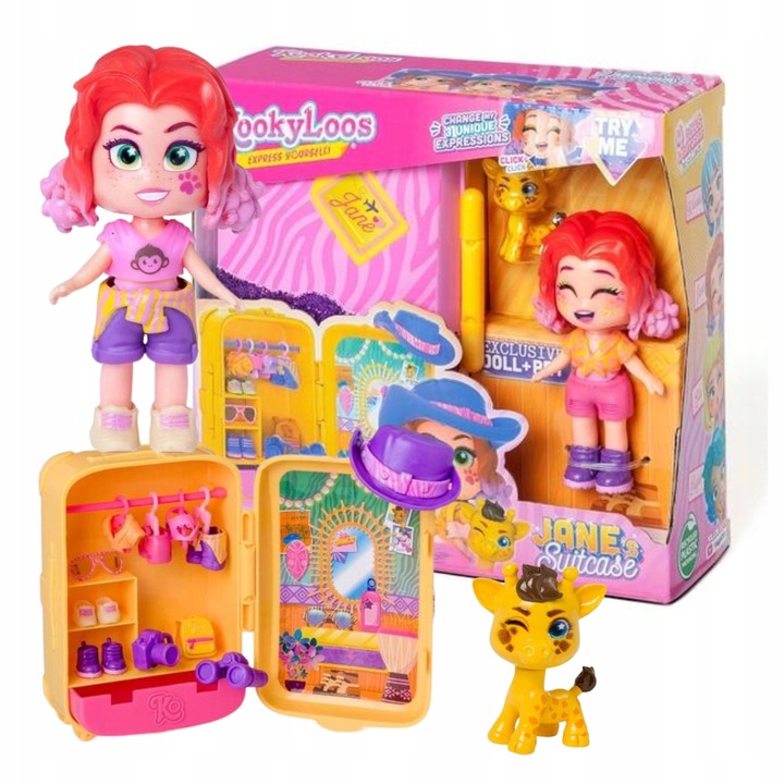Kookyloos Lalka Jane Walizka Akcesoria Zwierzątko