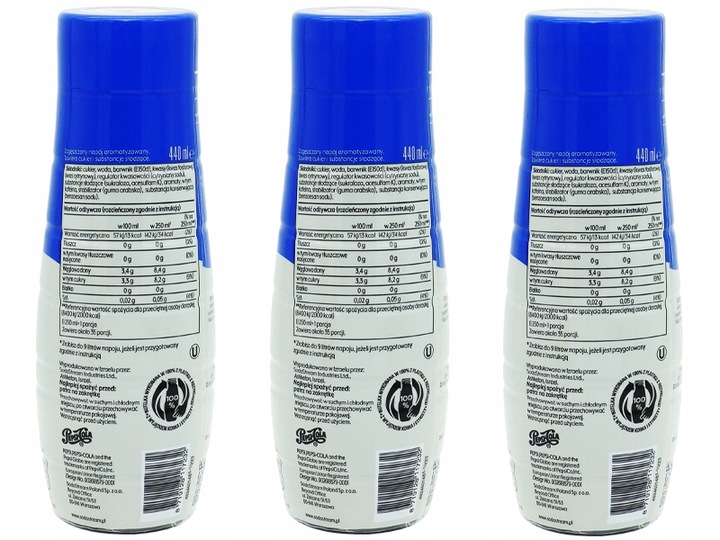 3x SYROP KONCENTRAT PEPSI COLA DO SATURATORA SODASTREAM 9L NAPOJU z 440ml