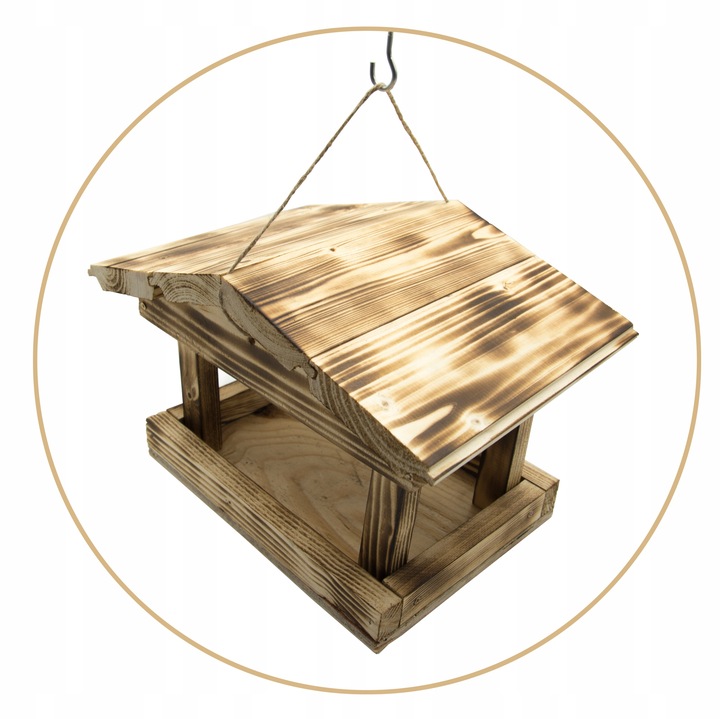 DUŻY KARMNIK DREWNIANY BUDKA NA KARMA KULE ZIARNO DLA DZIKICH PTAKÓW XL