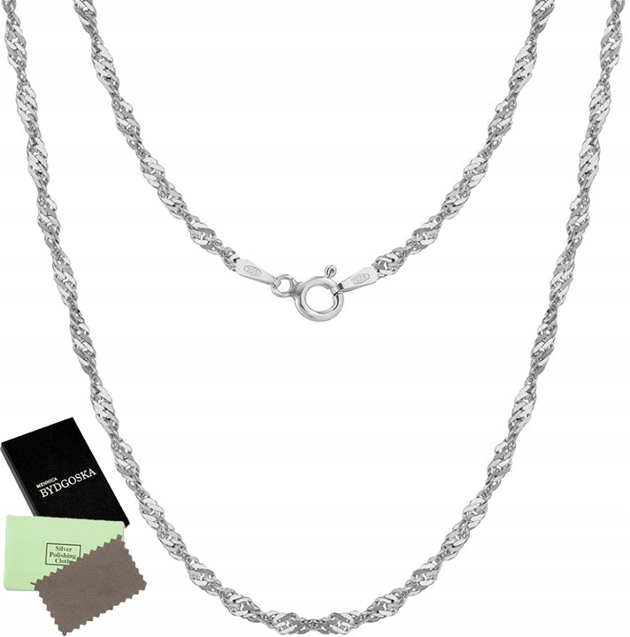 Srebrny łańcuszek 50 cm singapur damski dla kobiety łańcuszek srebro 925
