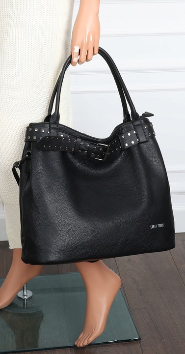 Torebka Damska Shopper worek modna duża torba A4 na Ramię 6866 Czarna