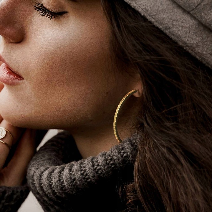 Złote Kolczyki Koła 585 36mm 14k Grecki Wzorem Kolczyki Damskie Prezent