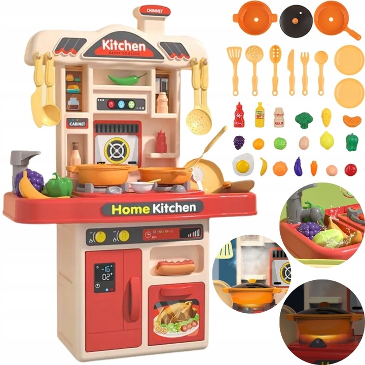 MINI KUCHNIA DLA DZIECI ROZWOJOWA KRAN PALNIKI PARA INTERAKTYWNA AKCESORIA