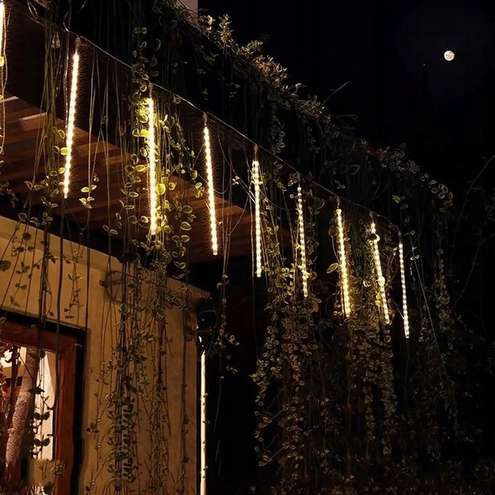 Lampki sople meteory led śnieg 30cm ip44 SPADAJĄCY ŚNIEG ZEWNĘTRZNE SOLARNE