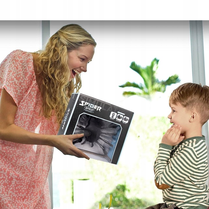 OGROMNY PAJĄK ZDALNIE STEROWANY ROZPYLA MGŁĘ ZIEJE PARĄ OCZY LED PILOT R/C