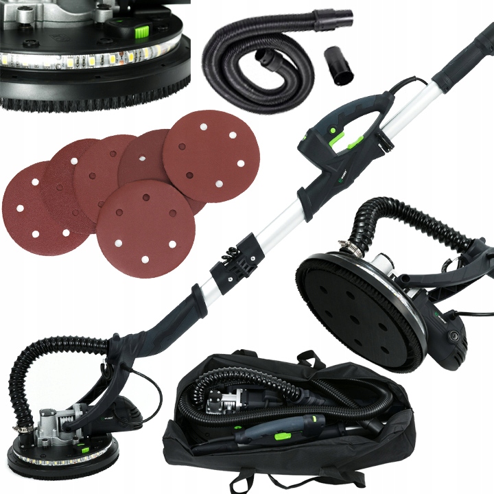 SZLIFIERKA DO GIPSU GLADZI TYNKU ZYRAFA Z PODŚWIETLENIEM LED BEZPYŁOWA