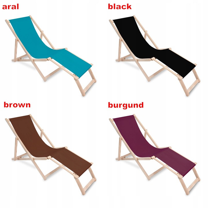 Leżak Drewniany z Podnóżkiem na Balkon Taras Ogród Plażę Nadruk Wzory Mix