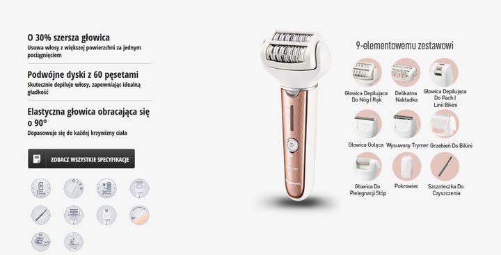 Panasonic ES-EL8A Depilator podwójne dyski 60peset