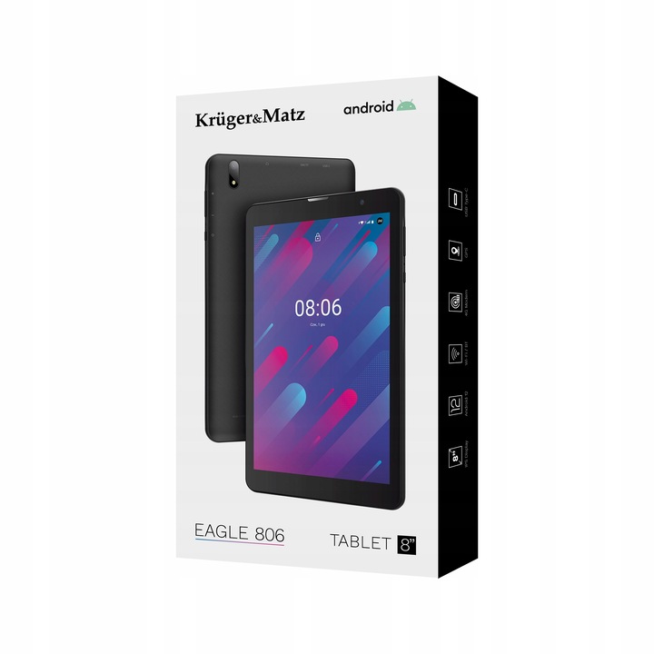Tablet Kruger&Matz 8" EAGLE 806 3/32GB GPS USB-C 4G LTE SIM OTG Android 13