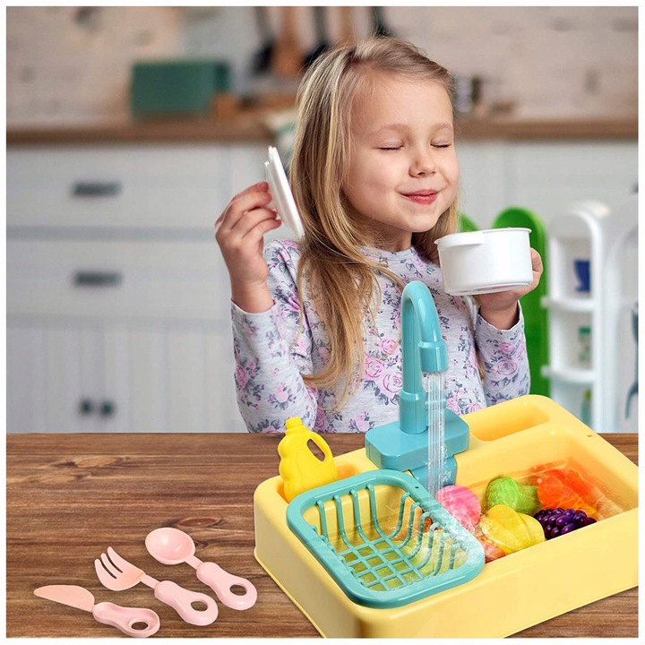 ZLEWOZMYWAK ZLEW DLA DZIECI DO MYCIA NACZYŃ ZABAWKA FUNKCJA PUSZCZANIA WODY